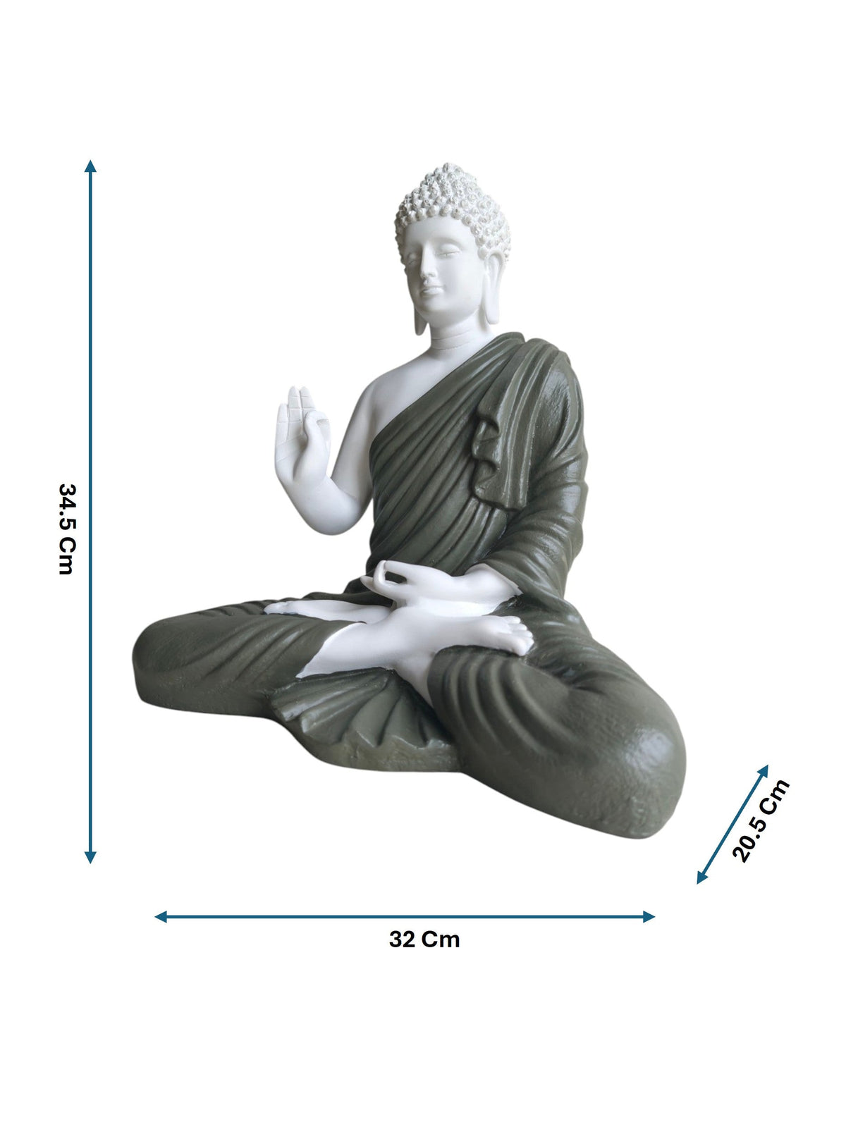 Buddha Idol - White and Sage Green