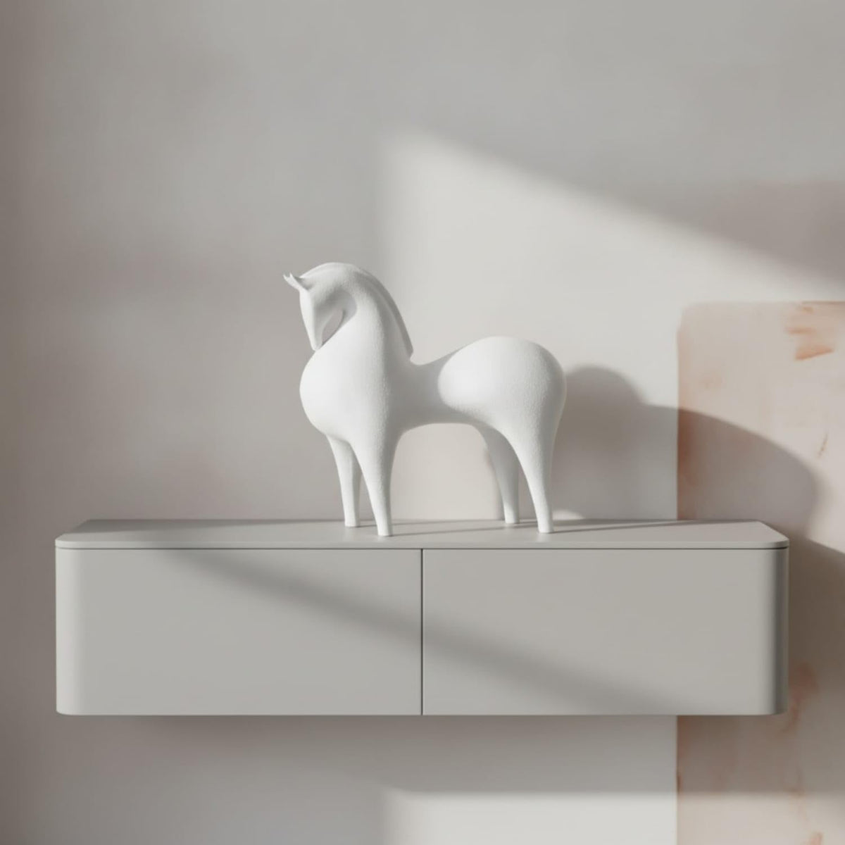Abstract Resin Horse Sculpture Modern Art Horse Sculpture Minimalist Matte for Interior Designers, Living Room, Office, Entryway, Bookshelf, White
