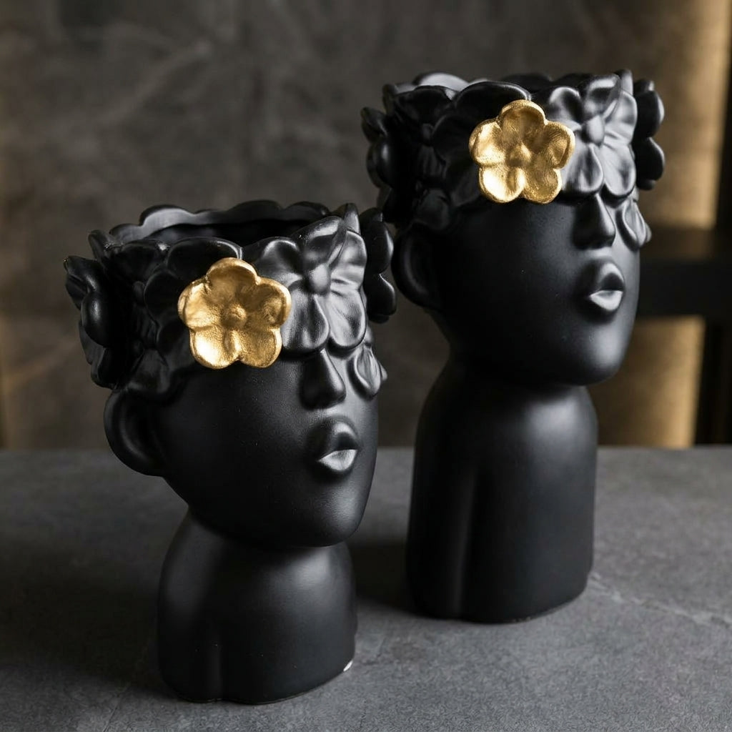 Black & Gold Resin Sculpture For Spiritual Gift (Pack of 2 )