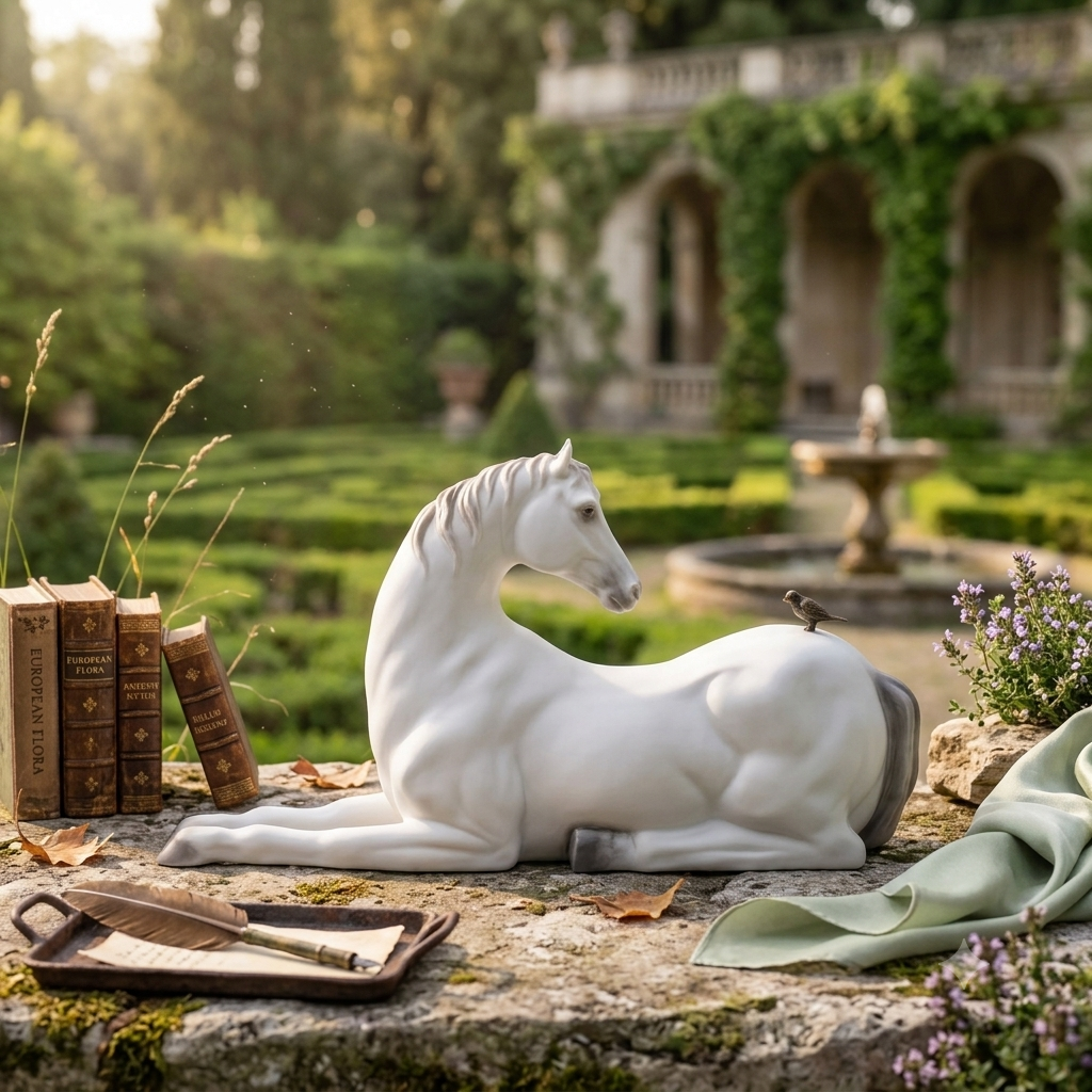Equestrian Elegance Ivory Resin Horse Sculpture