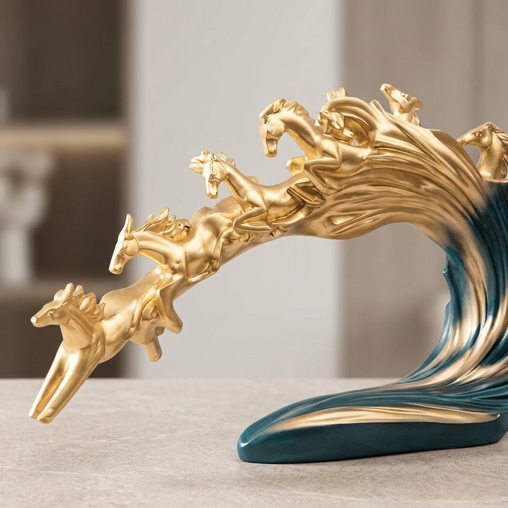 Gold & Teal Blue Resin Showpiece For Spiritual Gift