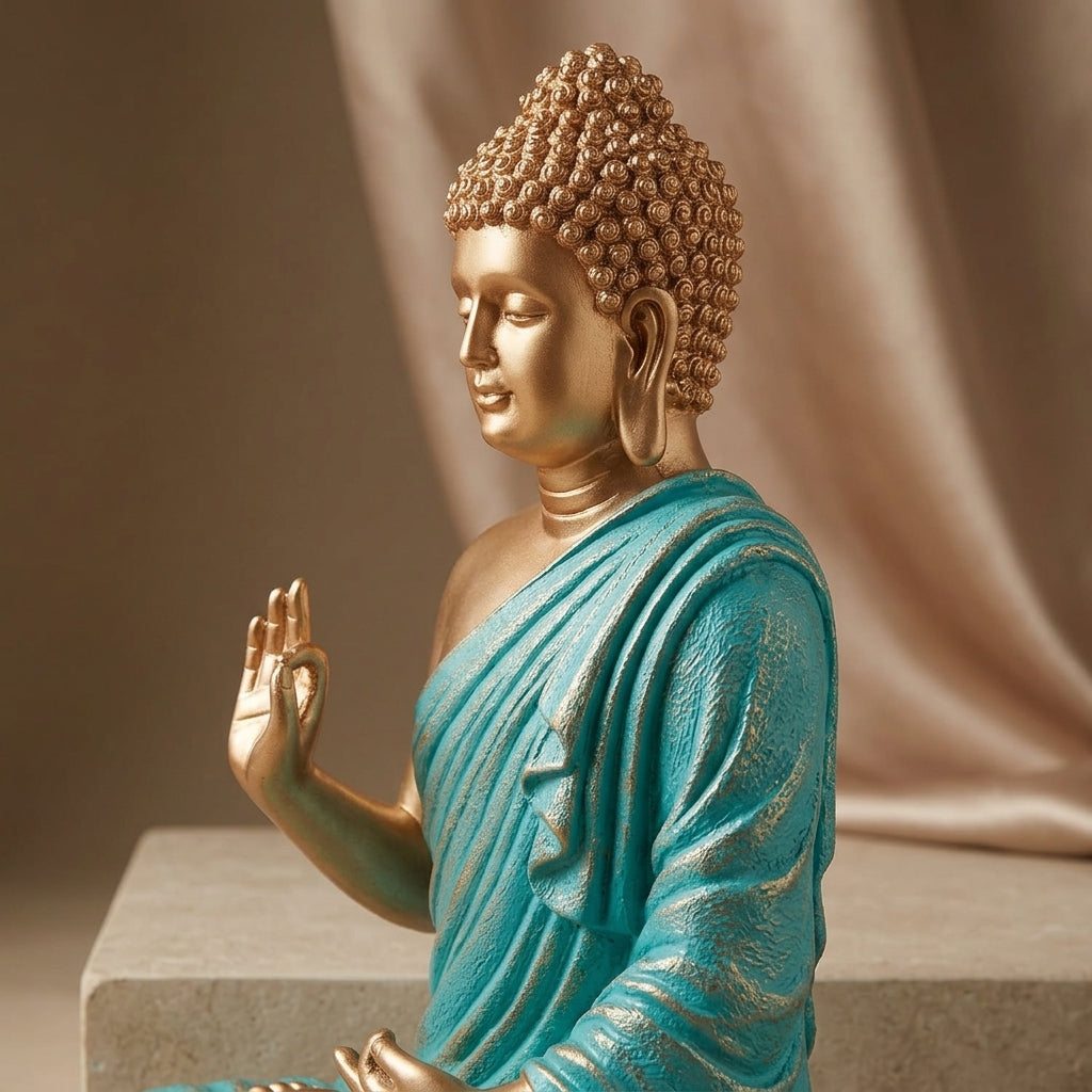 Blue & Gold Resin & Polyresin With Gold Accents Statue For Spiritual Gift