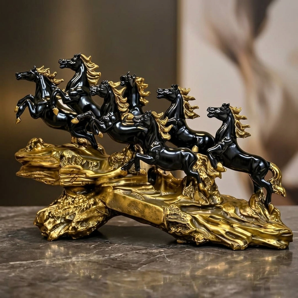 Black & Gold Resin With Metallic Finish Showpiece For Spiritual Gift