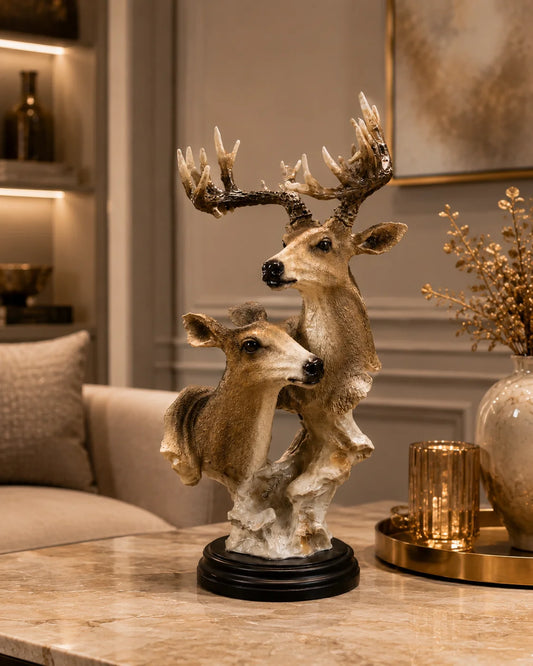 Imperial Deer Duo Decor Statue