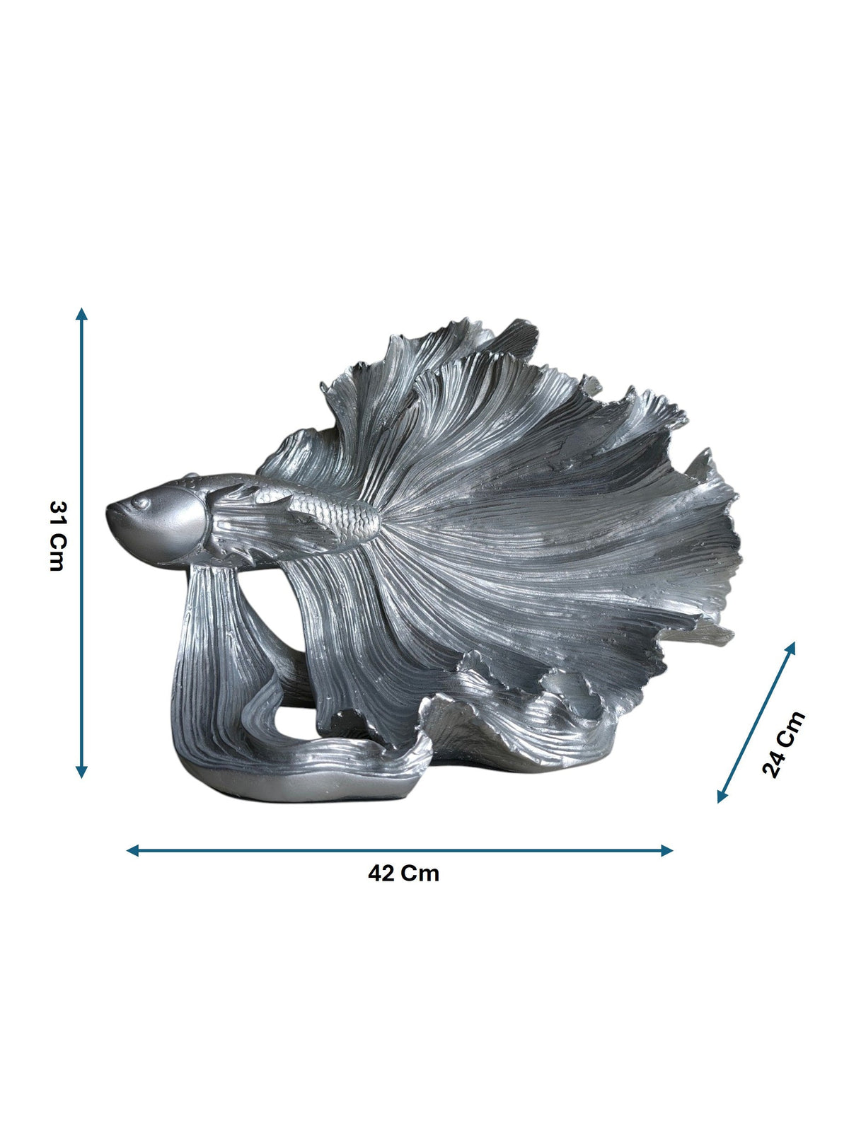 Silver Betta Fish Sculpture