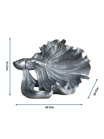 Silver Betta Fish Sculpture