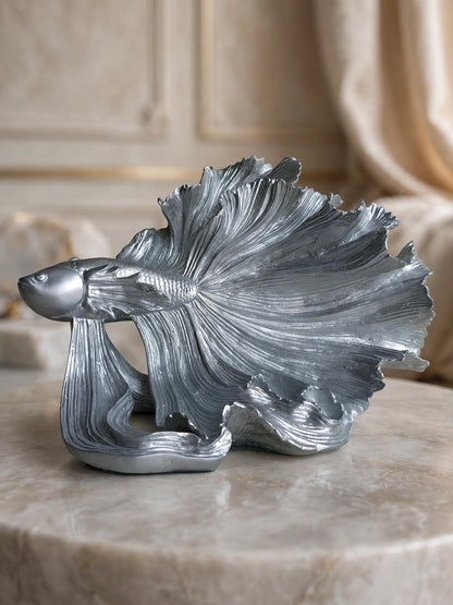 Silver Betta Fish Sculpture
