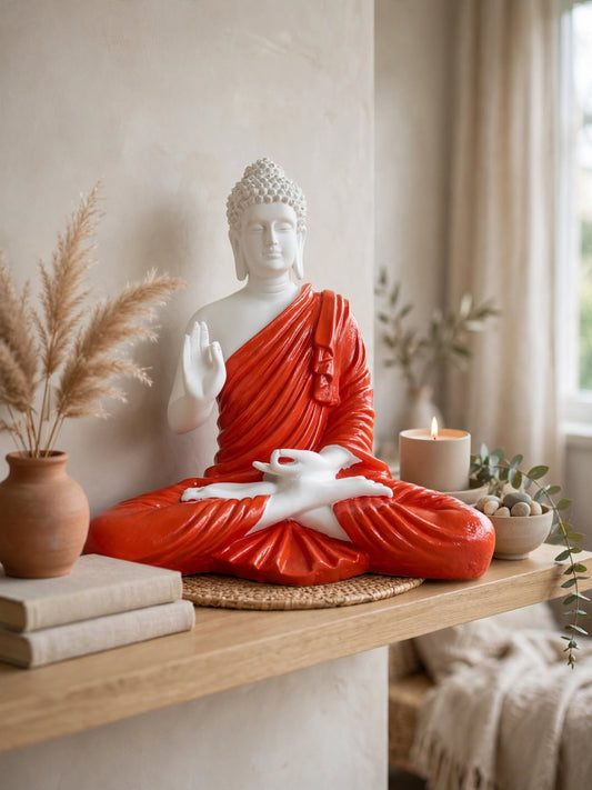 Buddha Idol - White and Orange