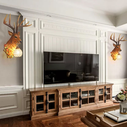 Gold Resin Deer Wall Sconce with Crystal Ball Shade Wall Light