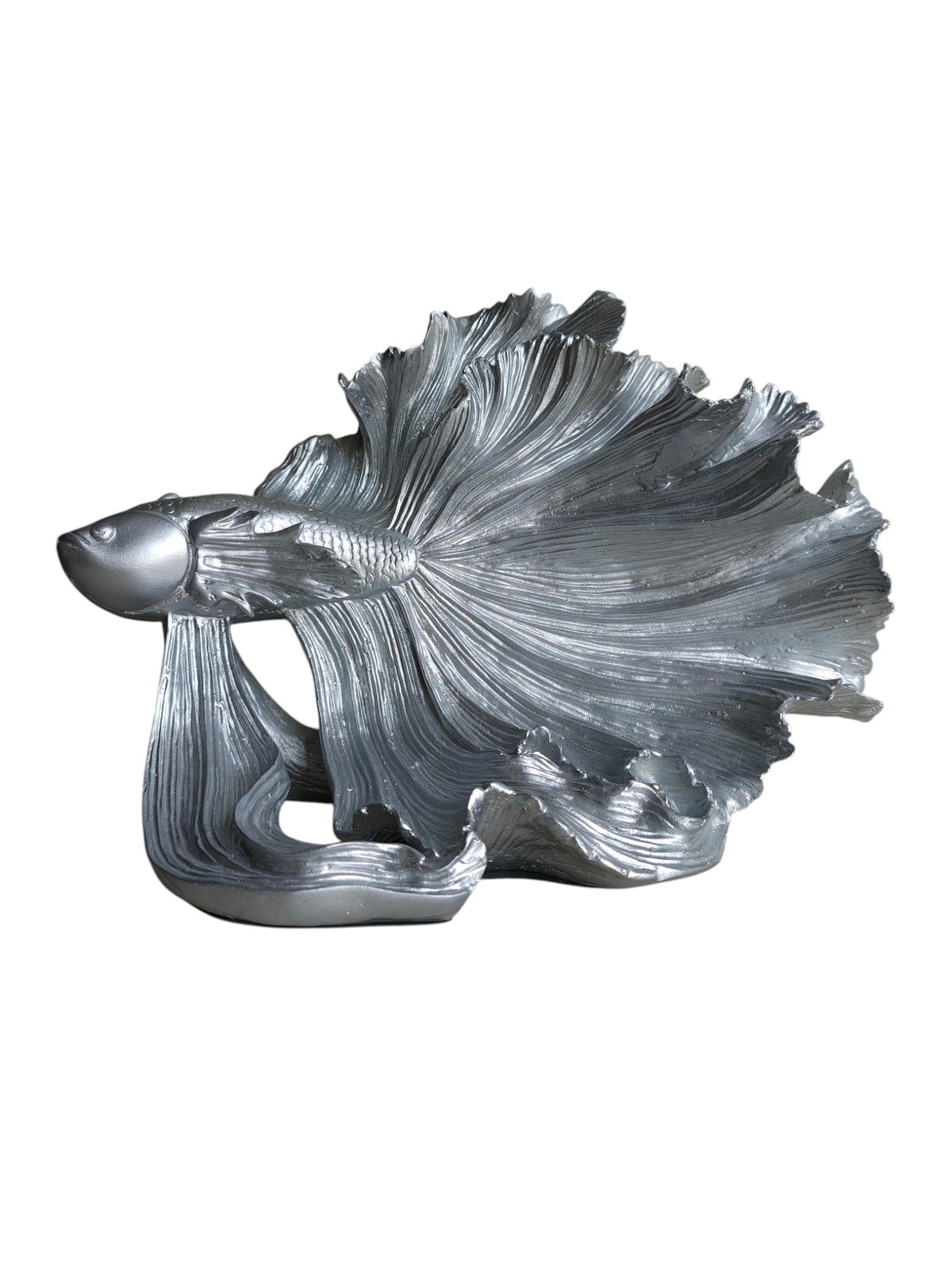 Silver Betta Fish Sculpture