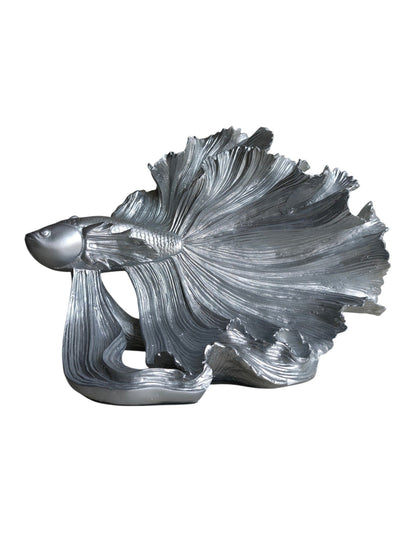 Silver Betta Fish Sculpture