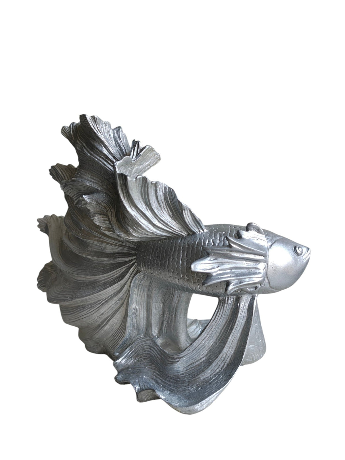 Silver Betta Fish Sculpture
