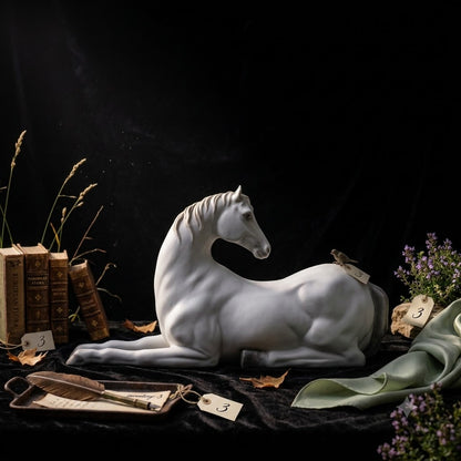 Equestrian Elegance Ivory Resin Horse Sculpture