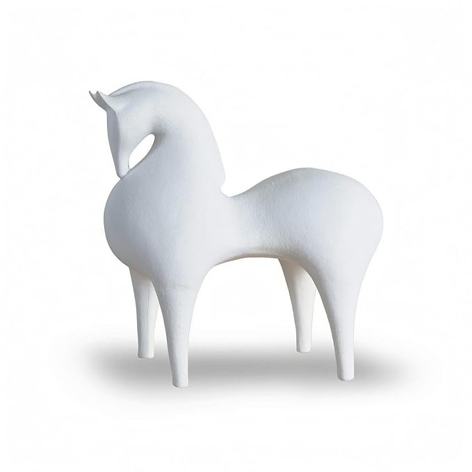 Abstract Resin Horse Sculpture Modern Art Horse Sculpture Minimalist Matte for Interior Designers, Living Room, Office, Entryway, Bookshelf, White