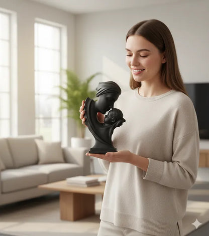 Black Resin Mother and Child Bond Figurine