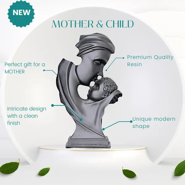 Black Resin Mother and Child Bond Figurine