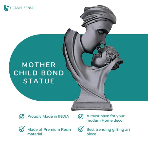 Black Resin Mother and Child Bond Figurine