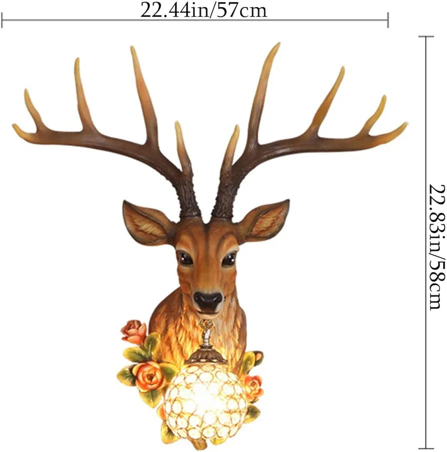 Gold Resin Deer Wall Sconce with Crystal Ball Shade Wall Light
