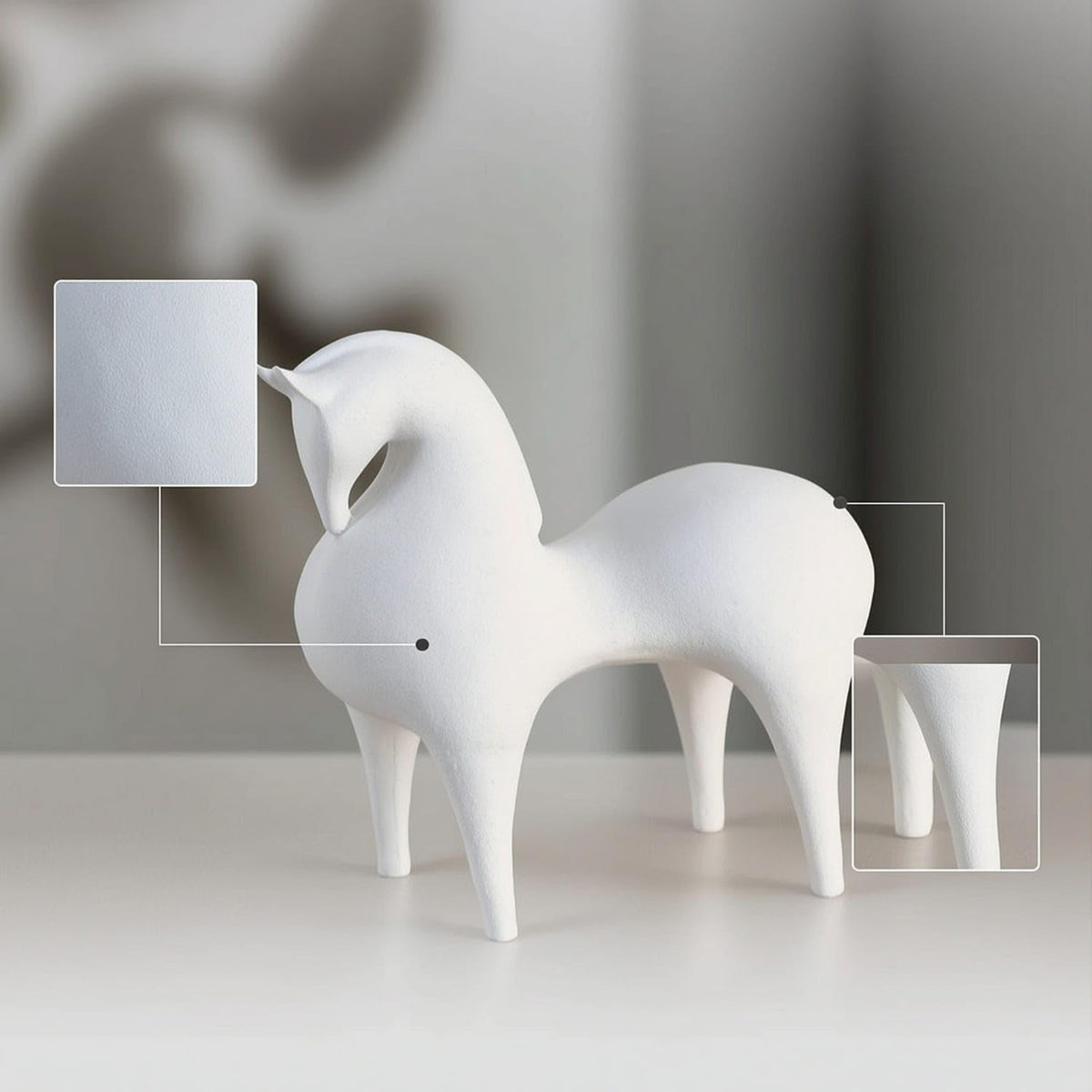 Abstract Resin Horse Sculpture Modern Art Horse Sculpture Minimalist Matte for Interior Designers, Living Room, Office, Entryway, Bookshelf, White