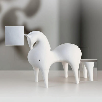 Abstract Resin Horse Sculpture Modern Art Horse Sculpture Minimalist Matte for Interior Designers, Living Room, Office, Entryway, Bookshelf, White