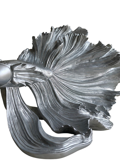 Silver Betta Fish Sculpture