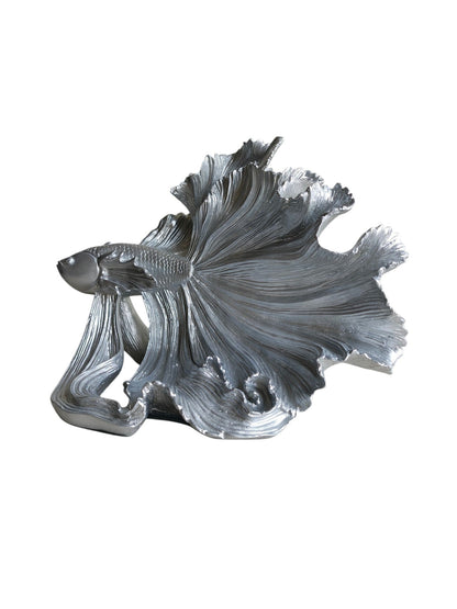 Silver Betta Fish Sculpture