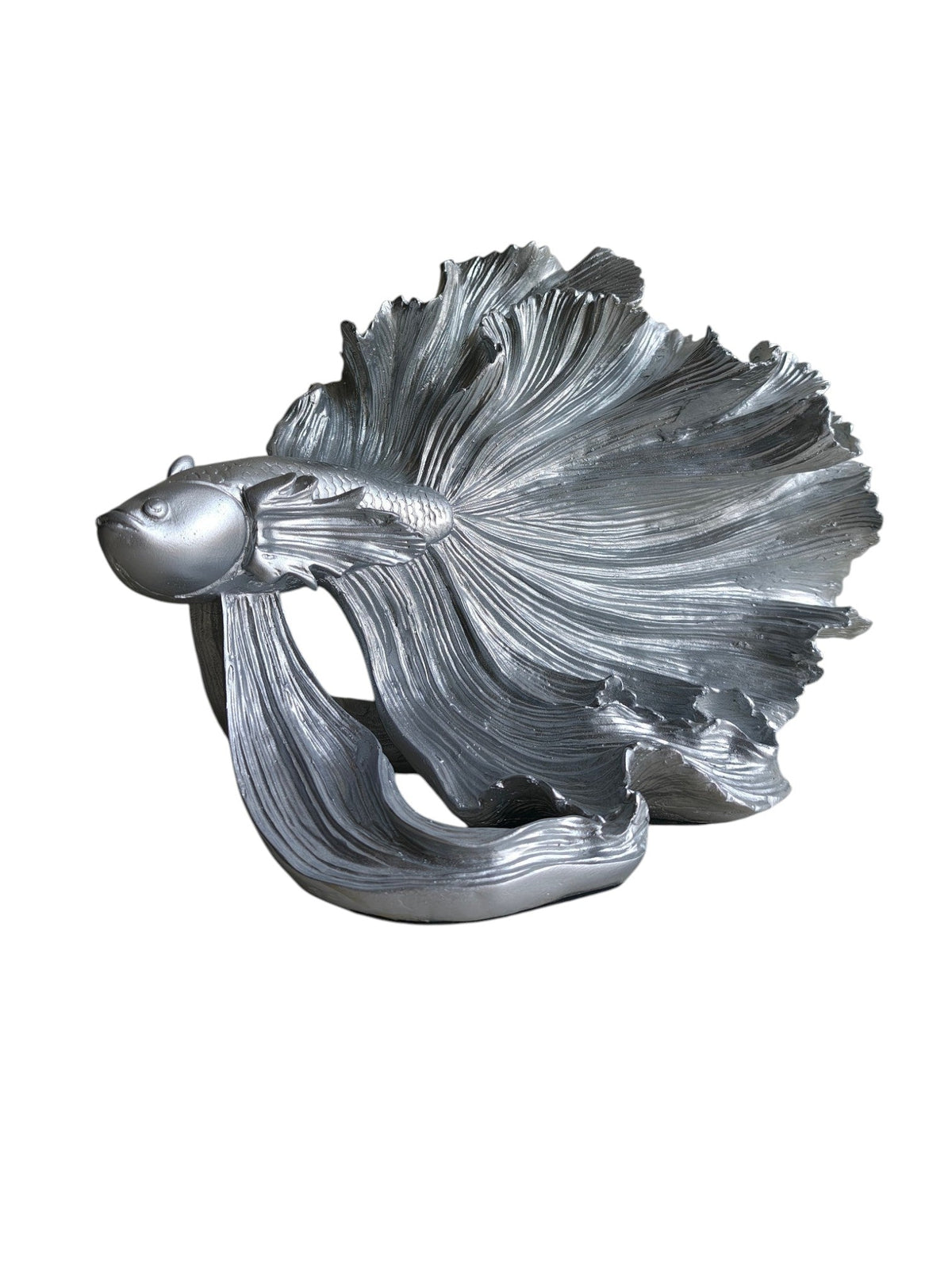 Silver Betta Fish Sculpture