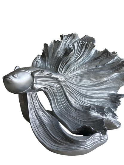 Silver Betta Fish Sculpture