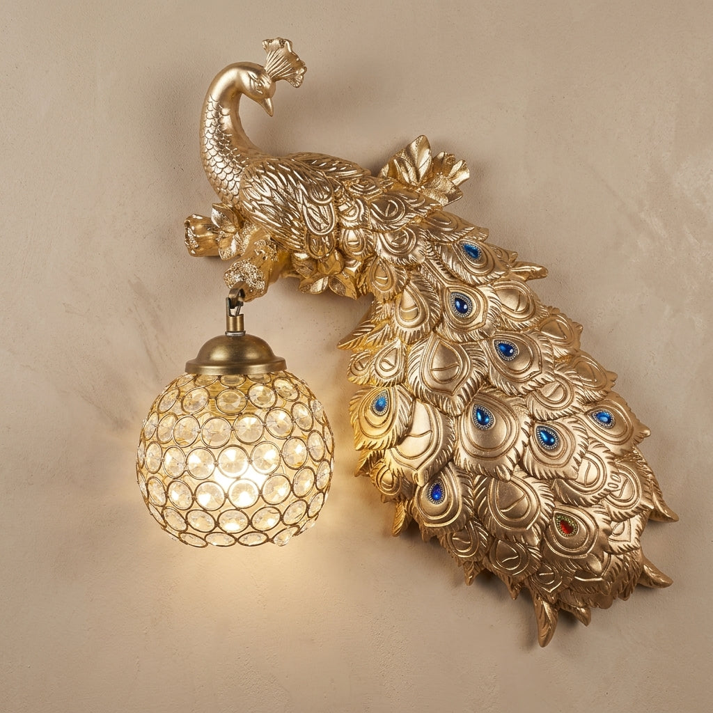 Gold And Blue Metal With Crystal Wall Sconce For Spiritual Gift