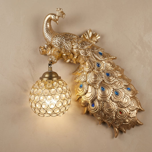 Gold And Blue Metal With Crystal Wall Sconce For Spiritual Gift