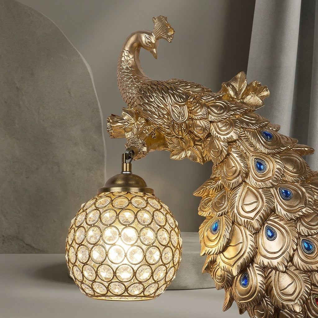 Gold And Blue Metal With Crystal Wall Sconce For Spiritual Gift