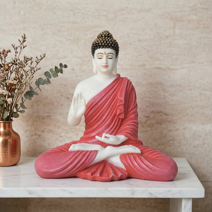 White And Coral Pink Resin Statue For Spiritual Gift