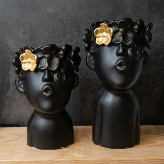 Black & Gold Resin Sculpture For Spiritual Gift (Pack of 2 )
