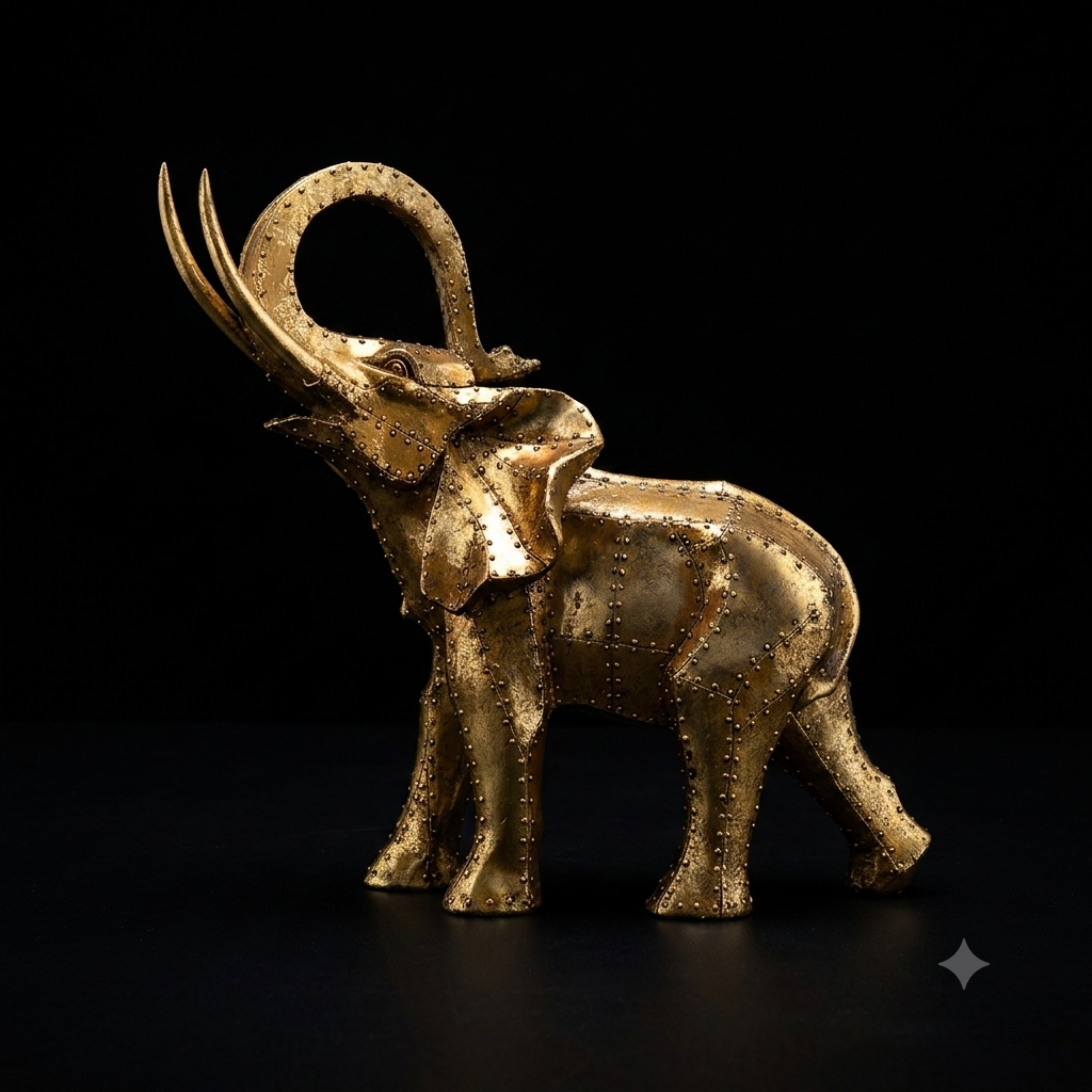 Golden Rivet Elephant Large Figurine