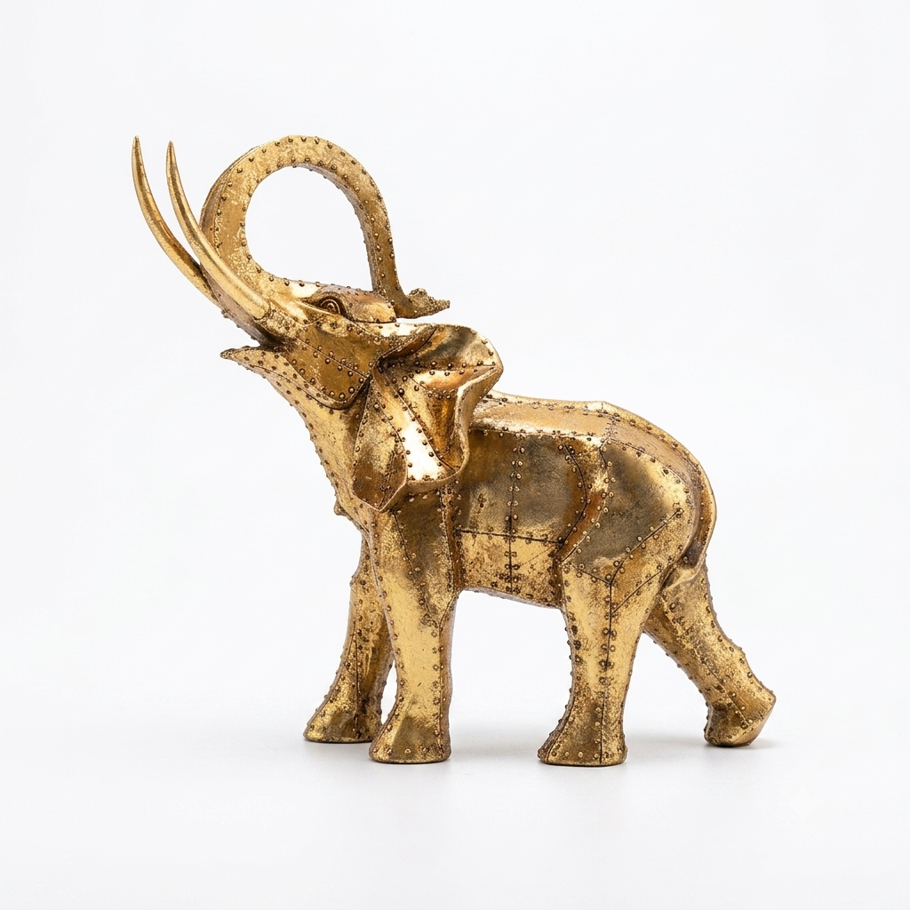 Golden Rivet Elephant Large Figurine