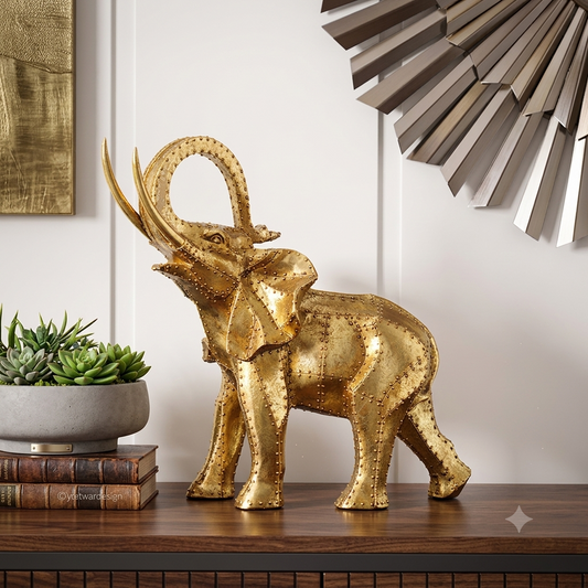 Golden Rivet Elephant Large Figurine