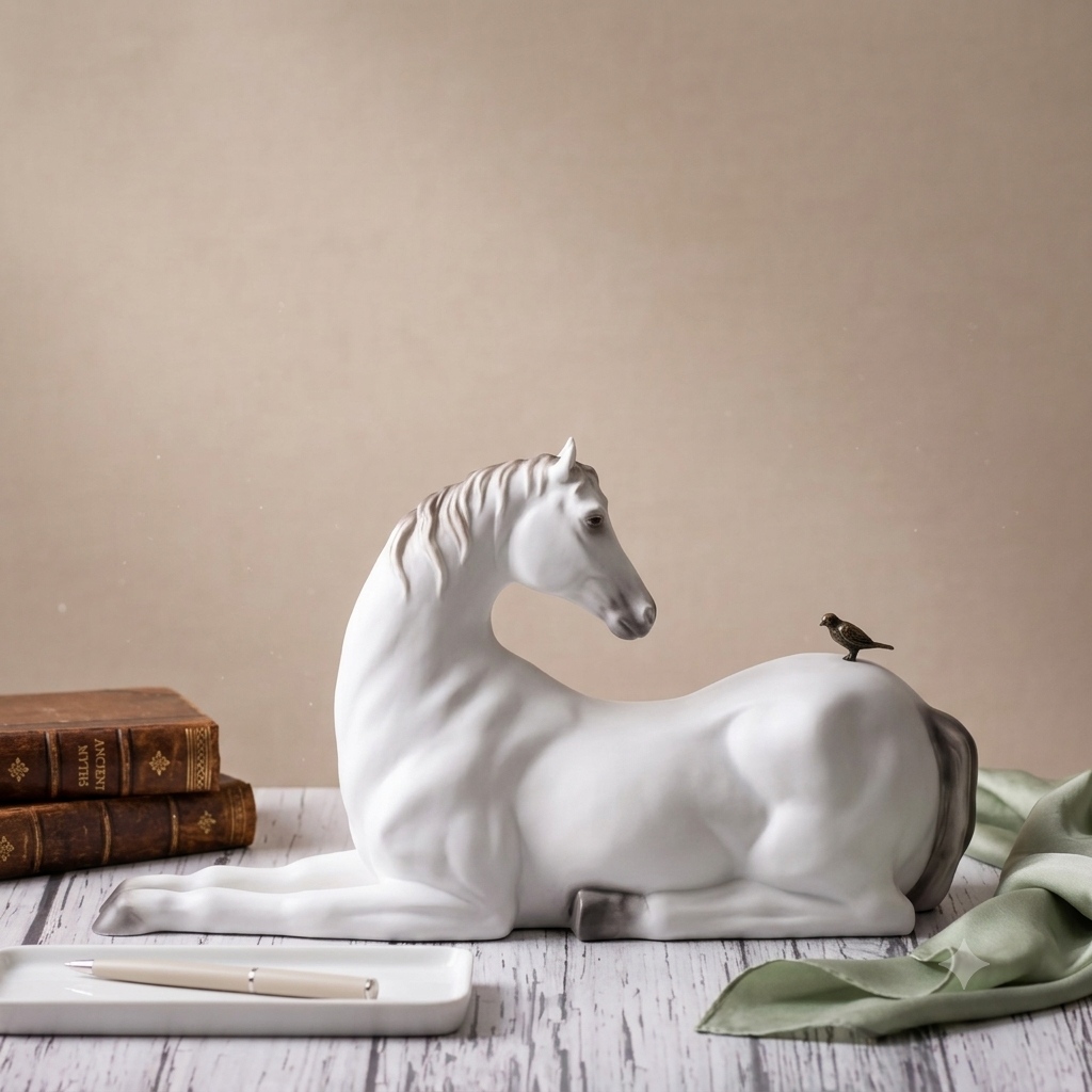 Equestrian Elegance Ivory Resin Horse Sculpture