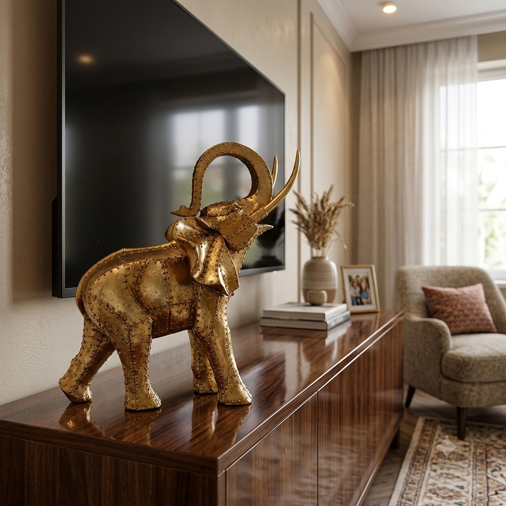 Golden Rivet Elephant Large Figurine