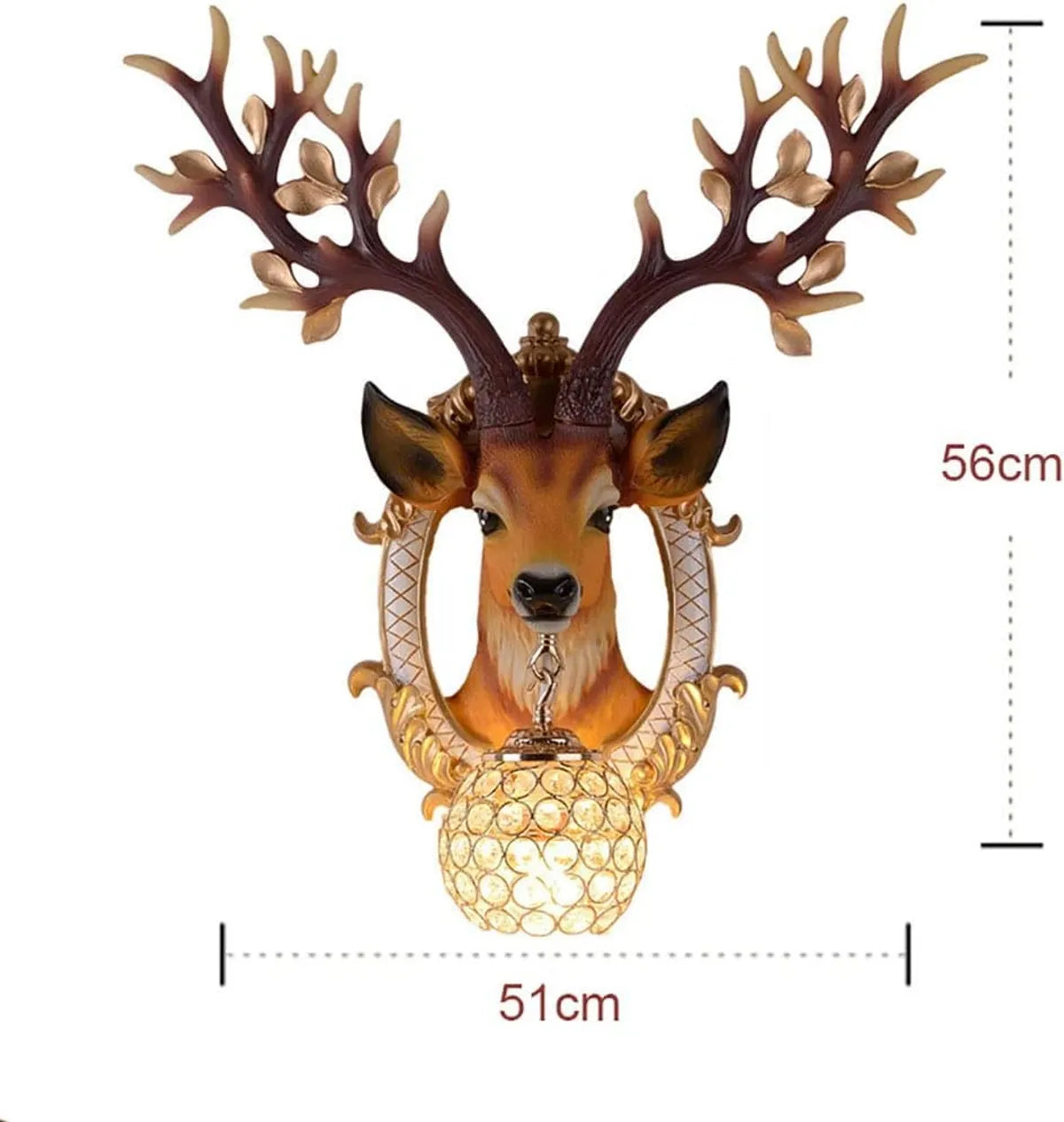 Gold Resin Framed Deer Head Wall Light