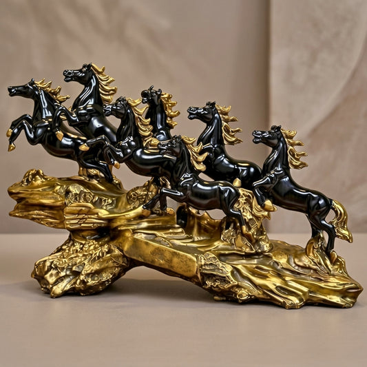 Black & Gold Resin With Metallic Finish Showpiece For Spiritual Gift